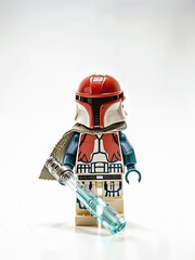 Obraz premium Star Wars Movie Franchise, LEGO Diorama Minifigure Mini Figure, Mandalorian Fictional Character, Fenn Shysa, Bounty Hunter, Boba Fett, LEGO Retail Store, London, UK