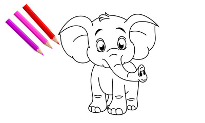 A cat cute cartoon  animal in black and white outline, KDP, kids, line art, coloring book page , Illustration