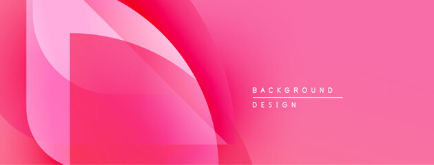 Abstract pink gradient shapes overlap. Modern design suggests dynamic flow, vibrant energy, simple elegance. Text reads background design.