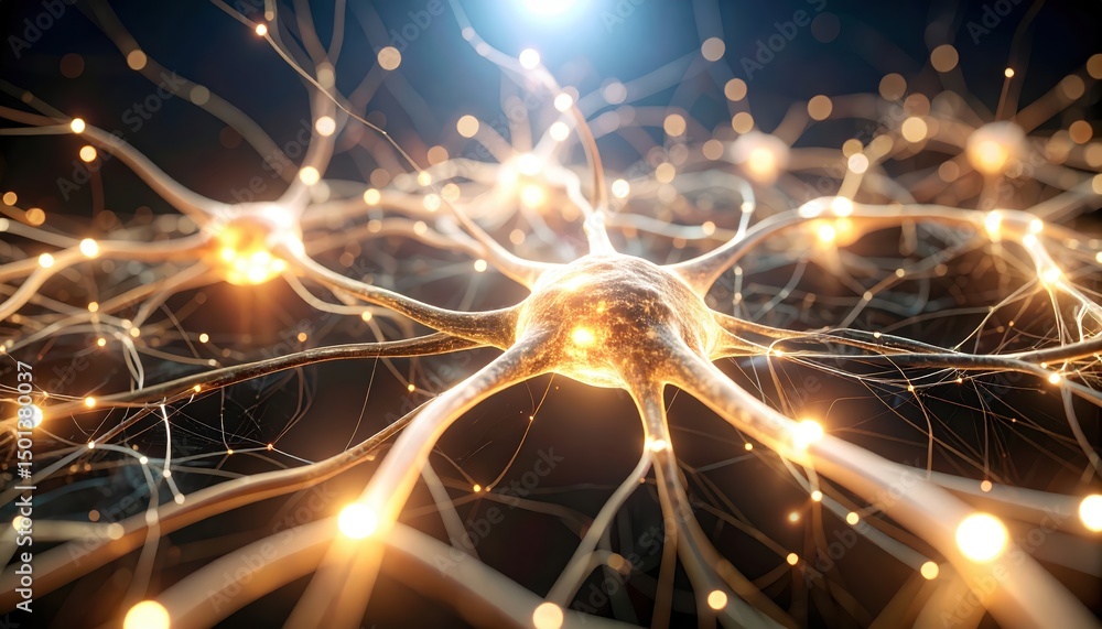 Aufkleber illuminated neuron network, a visual representation of brain activity and signal transmission