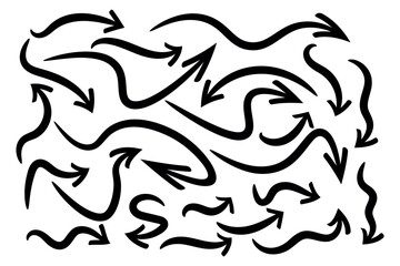 Obraz premium black hand-drawn arrow set on white background