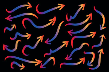 colorful gradient arrows on black background in various