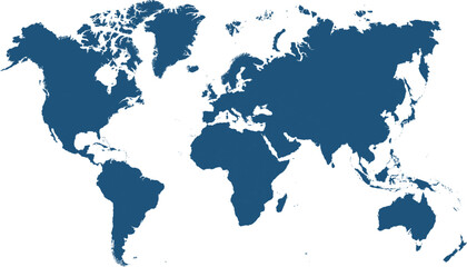 World map. Blue modern vector map. Silhouette map.	