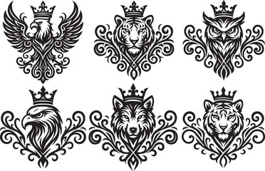 Vector floral vintage ornate decorative seamless pattern elements with scrolls and flourishes