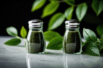 A pair of ceramic salt and pepper shakers sitting on a table