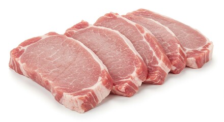 Photo of Sliced Raw Pork Meat Isolated on White Background