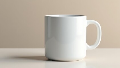 Obraz premium Large coffee mug, thick handle, pristine white, coffee mug, white mug, oversized mug