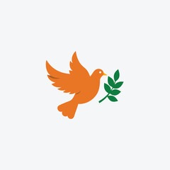 Peace Dove with Olive Branch Vector Art Silhouette Design