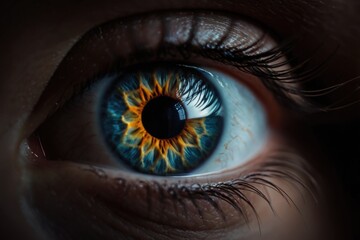 Fototapeta premium A close-up shot of a person's blue eye with details visible