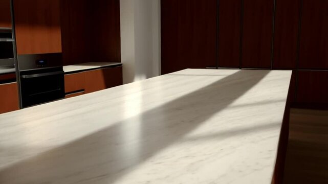Modern interior of an empty new home living room and kitchen with a wooden parquet floor, large window, and stylish design