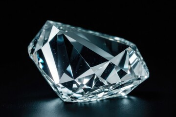 A detailed shot of a single diamond sitting on a table, perfect for jewelry or luxury-themed projects