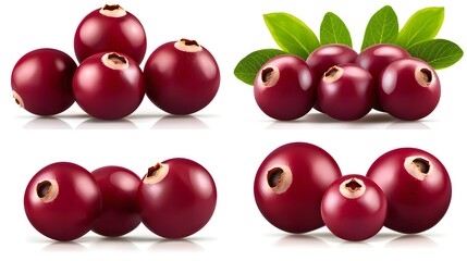 Fresh Purple Berries Arranged on a White Background with Green Leaves in a Bright and Healthy Setting
