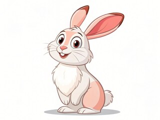 Obraz premium Adorable Cartoon Bunny Rabbit Happy White Hare Illustration Cute Pet Animal Design