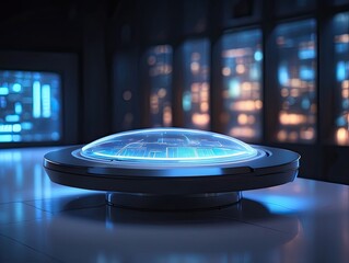 "Modern Office Workstation with Dual Monitors and Galaxy Display Background"