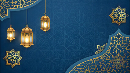 blue Gold Islamic Background Vector