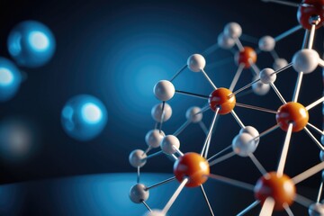 Close-up view of a molecular model with atoms and bonds labeled