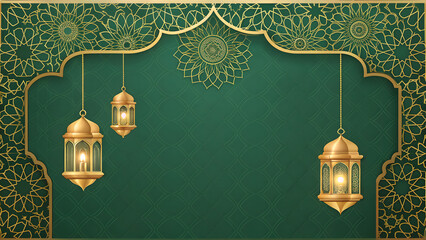 green Gold Islamic Background Vector