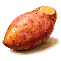 Roasted sweet potato watercolor illustration isolated on transparent background