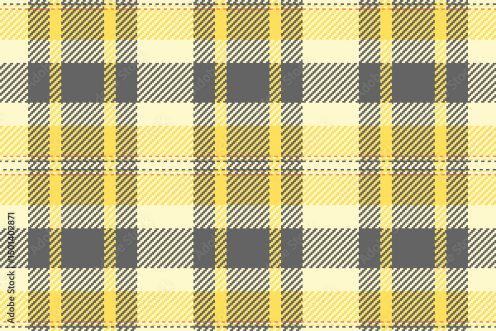 Poster detailed fabric texture with intersecting yellow and gray stripes forming a checkered pattern. ideal