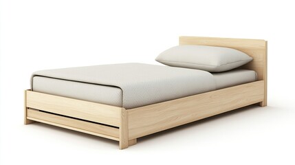 Obraz premium Trundle bed with pull-out mattress, isolated on white