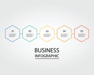 Business Infographic modern design template for banners and infographics for 5 hexagon step line 