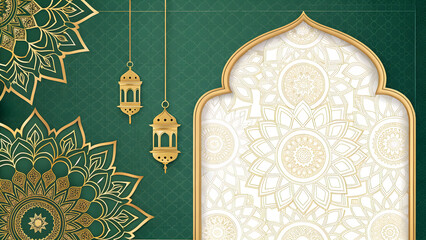 Elegant Islamic Geometric Invitation Background with mandala