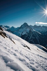 A skier enjoys the thrill of racing down a snowy mountain, with breathtaking scenery all around