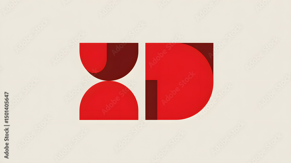 Poster geometric composition: a minimalist design with overlapping shapes and vibrant color creates an abst