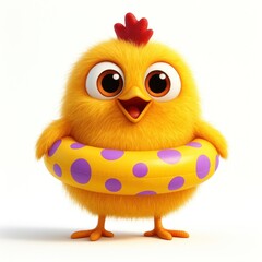 Fototapeta premium Cute fluffy chick with float