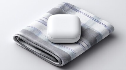 Minimalist sleep tracker ring on folded bedsheet for modern sleep monitoring design