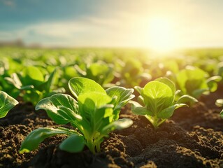 Lettuce growing in a field