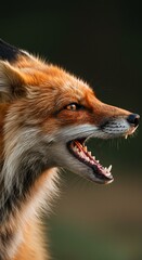 Fototapeta premium Fiery fox reveals formidable teeth