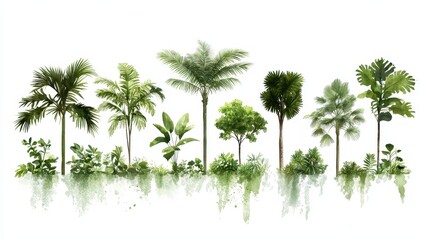 Fototapeta premium Watercolor tropical plant collection