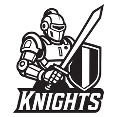 robot knight with sword and shield vector image