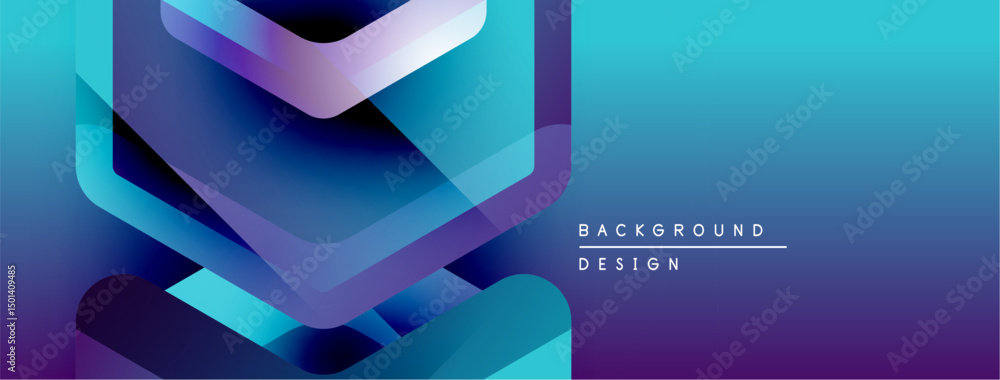 Leinwandbilder abstract geometric shapes, vibrant blues, purples create modern background. text reads background de