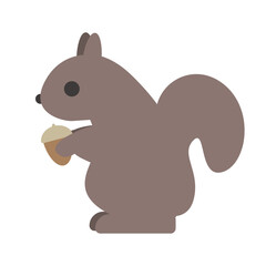 どんぐりを持つリスのベクターイラスト：秋の動物・可愛いアイコン - Squirrel with Acorn Vector Illustration: Autumn Animal and Cute Icon