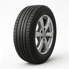 Obraz premium High-Quality Car Tire and Alloy Wheel isolated on white