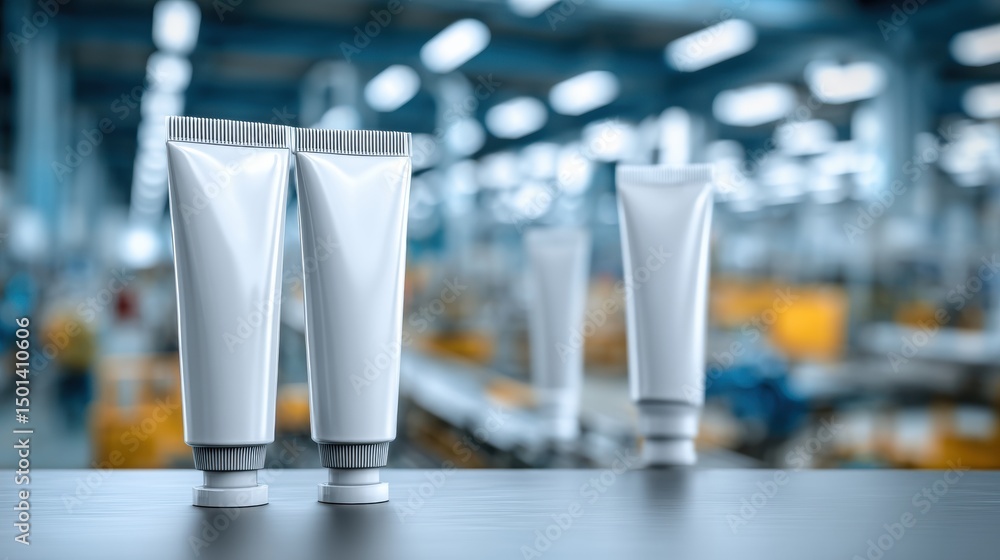 Aufkleber Modern Sealant Tubes on Display in an Industrial Setting With a Neutral Backdrop