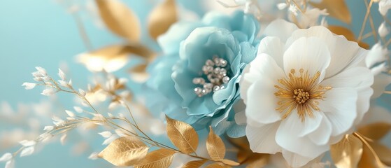 Elegant flowers, blue and white