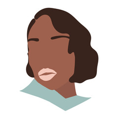 A beautiful dark skin girl with plump lips and curly dark hair, retro hair styling, glat illustration portrait