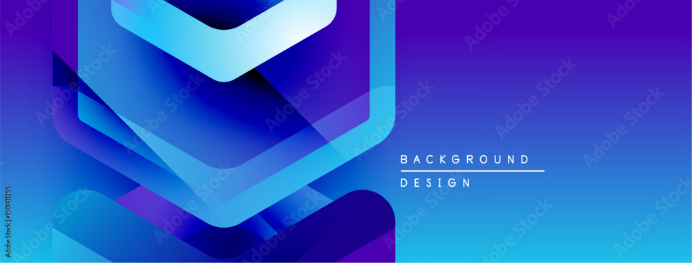 Poster Abstract blue gradients form layered shapes. Modern design suggests technology, innovation, dynamic visuals. Text reads background design.