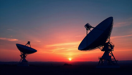 Satellite Dish at Sunset