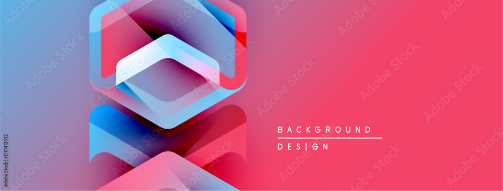 Leinwandbilder abstract geometric shapes blend vibrant blues, pinks, purples. gradient background creates modern vi