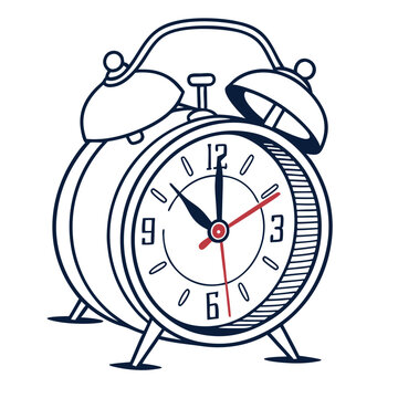 Clock vector, alarm clock vector, vector clock on wthite background. Adobe Illustrator Artwork