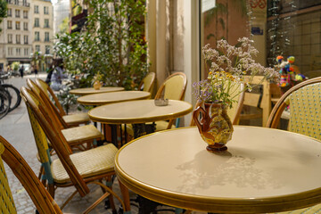 parisian cafe and bistro terrace, Montorgueil district