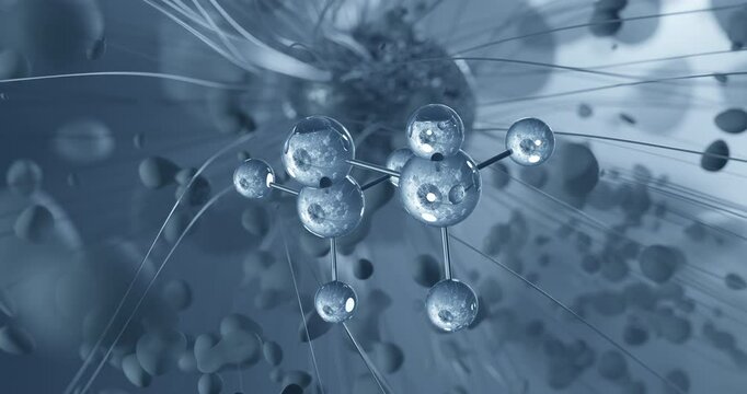Dimethyl ether rotating molecular 3d structure ball-and-stick model, looped video simplest ether