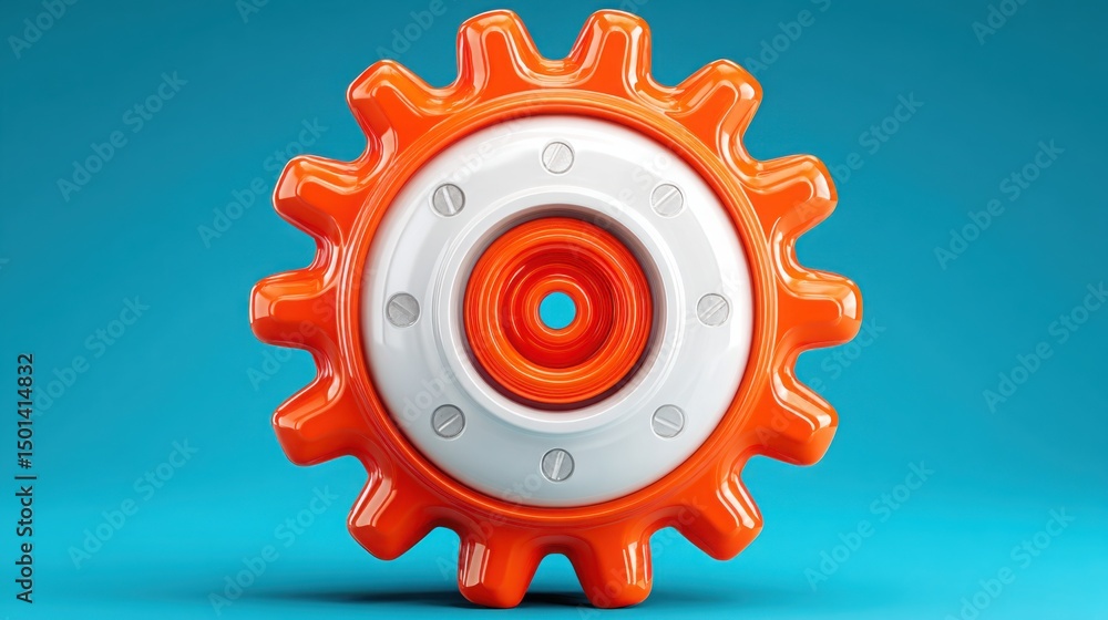 Poster close-up of a gear wheel symbolizing mechanisms for smart setup refinement engine and low-productivi