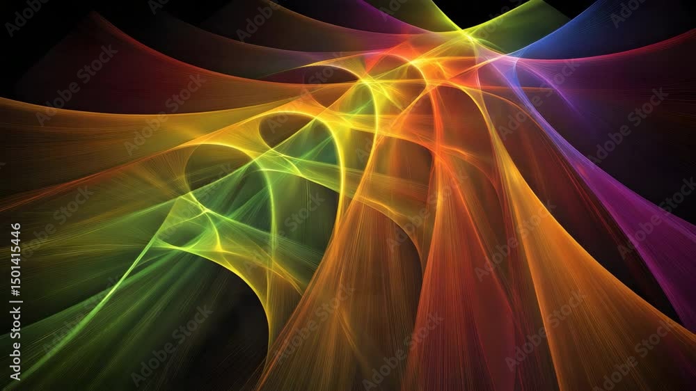 Poster vibrant colorful abstract design featuring dynamic patterns and shapes in a kaleidoscopic style