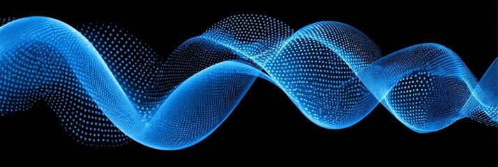 Abstract Blue Particle Wave Flow - Dynamic, flowing, energy, technology, and connection. Symbolizing movement, innovation, data, and transformation