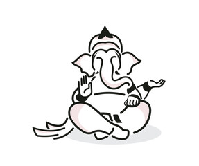 single line Ganesh chaturthi design